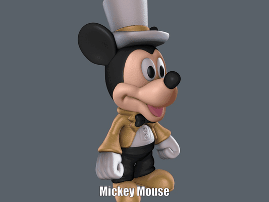 mickey ratón fácil impresión montaje minnie plutón disney multicolor lindo dibujos animados figura modelo escultura indefenso 3d print model - Mito3D