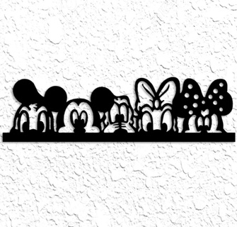 Topolino topo amici parete arte disney arredamento 2d personaggi minnie donald anatra margherita Plutone casa Basso poli micky cartone animato 3d print model - Mito3D