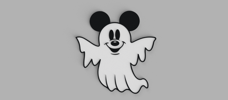 mickey mouse ghost halloween wall picture Art 3d print model - Mito3D