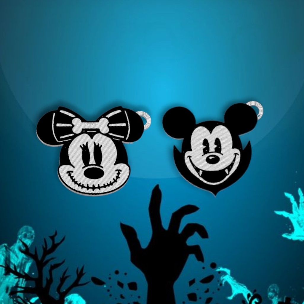 mickey mouse halloween keychains jewelry disney minnie keychain key rings hallowen terror horror 3D print model - Mito3D