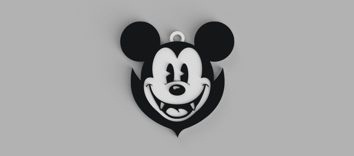 mickey mouse halloween vampire keychain - pendant earring 3d print model - Mito3D