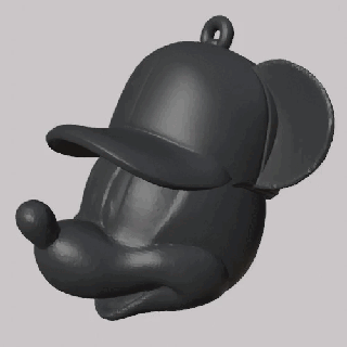 mickey mouse head baseball cap keychain - pendant earring 3d print model - Mito3D