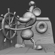 mickey rato original 1928 stl minnie valsa Disney desenhos animados Disneylândia 3d imprimível estátua miniatura Donald Vale lasca Roquefort socorristas ASA negra Pato estatueta 3d print model - Mito3D