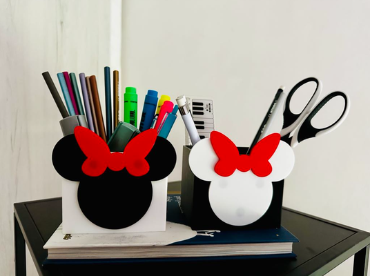 mickey rato caneta suporte caixa casa lápis disney mickey mouse recipiente escritório cabeça desenho animado decoração escrivaninha organizador 3d print model - Mito3D