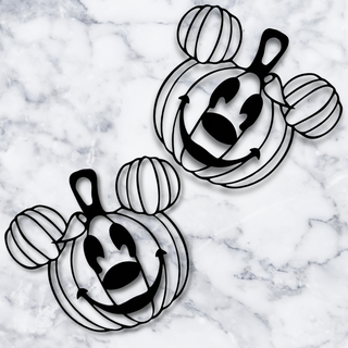 mickey mouse pumpkin earrings halloween jewelry disney minnie ears jack lantern jackolantern jewelery jewellery necklace pendant keychain costume holiday party low poly 3d print model - Mito3D