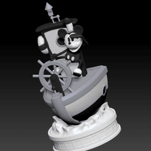 mickey mouse steamboat willie art regalo statua estatuilla barco el arranque ratón mause de disney topo topolino 3d print model - Mito3D