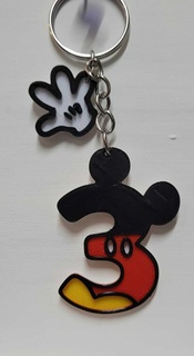 mickey number 3 little hand mickey mouse mouse disney three birthday keychain keychain last new  3d print model - Mito3D
