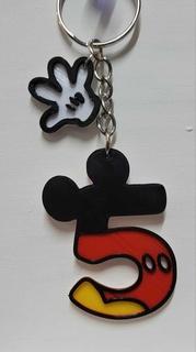 Mickey numara 5 küçük el fare anahtarlık Disney yeni son doğum günü 3d print model - Mito3D