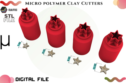 micro polymer clay cutter star 4 size copyrighted license euliteccom indie minimalist fashion stl organic shape plymer 3d print model - Mito3D