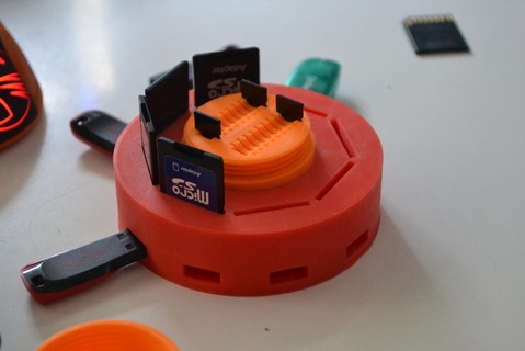 micro sd cartão + USB instantâneo dirigir organizador organização 3d print model - Mito3D