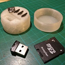 micro sd card holder + adapter various case microsd photography raspberry pi screw storage box usb hobby 3d print model - Mito3D