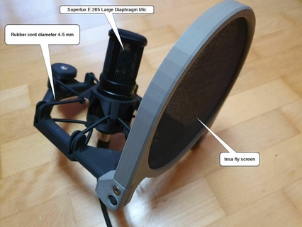 microphone shockmount popfilter superlux e205 shockmout 3d print model - Mito3D