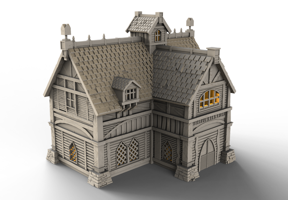 middle age architecture - house 1 earth dark ages terrain medieval train tower greenhouse tabletop d&d miniatures war anime keychain 40 hammer wall diorama 3d print model - Mito3D