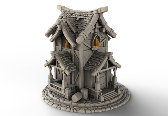 middle age architecture - house 2 earth dark ages terrain medieval train tower greenhouse tabletop d&d miniatures war anime keychain 40 hammer wall diorama 3d print model - Mito3D