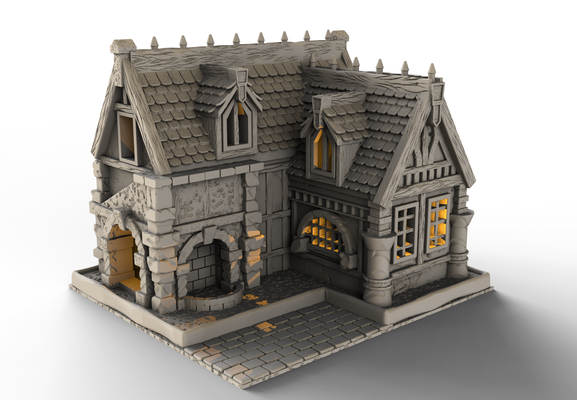 middle age architecture - house 3 earth dark ages terrain medieval train tower greenhouse tabletop d&d miniatures war anime keychain 40 hammer wall diorama 3d print model - Mito3D