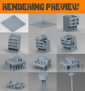 middle east flat type 1 6 mm 285 2-3-4 floors 6mm wargame toy scenery modern 3d print model - Mito3D