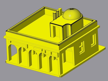 mezzo est porticate Casa 1 6 mm 285 6mm gioco guerra giocattolo scenario moderno edificio 3d print model - Mito3D