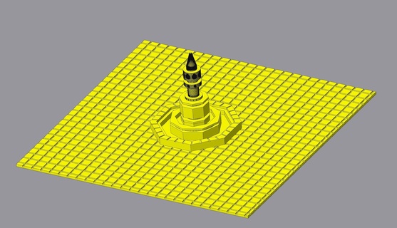 medio cuadrado Monumento fuente 6mm 1 285 juego guerra juguete paisaje moderno plaza ciudad 3d print model - Mito3D