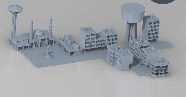 Mitte Osten Wasser Turm Art 2 6 mm 1 285 6mm Kriegsspiel Spielzeug Landschaft modern 3d print model - Mito3D