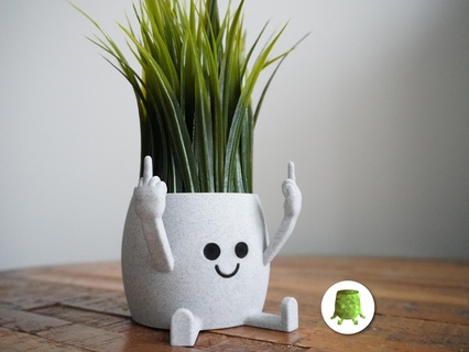middle finger happy pot Home middlefinger funny gift plant plantpot plantholder holder 3d print model - Mito3D