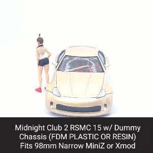 meia clube 2 rsmc 15 corpo Concha manequim chassis xmod miniz carro rodas modelo mr03 conduziu 1 28 resina fdm plástico pintado rc 3d print model - Mito3D