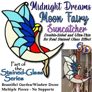 gece yarısı rüyalar ay peri güneş yakalayıcı stained glass ev Bahçe dekor faerie Fae göksel Güneş çim süs dekorasyon lekeli bardak ilkbahar renkli asılı Kelt efsanevi yaratık 3d print model - Mito3D
