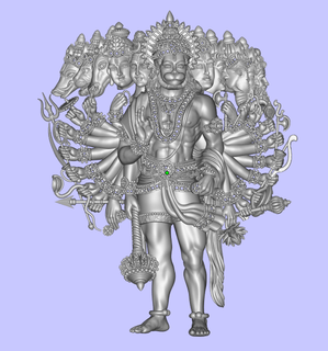 poderoso Hanuman ji vishal corda jóias Deus Índia artefatos Antiguidade ouro prata 3d print model - Mito3D