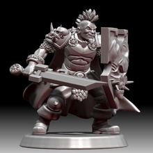 miki caos guerriero 28mm miniature delarosa resina stampante scudo cranio giochi guerra warhammer fantasia giocattolo 3d print model - Mito3D