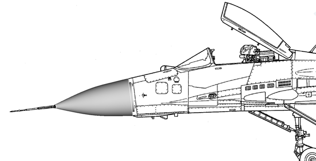 mikoyan mig 29 parçalar burun yıldırım mig29 savaş uçağı sovyet 3d print model - Mito3D