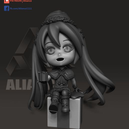 miku Chibi Weihnachten Geschenk Kunst Figur Statue 3dprinting niedlich Mädchen Anime Manga Zahl Spielzeug Sammlerstücke Konzept Hatsune Vocaloid 3D print model - Mito3D