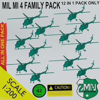 mil mi 4 family pack helicopters mil4 helicopter rotorcraft resin sla 1 200 3d print model - Mito3D