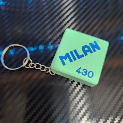 milan 430 key ring eraser rubber gomaborrar milan430 keychain pending pendant 3d print model - Mito3D