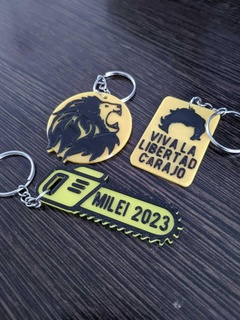 milei 2023 keychain key ring x3 president argentina 3d print model - Mito3D