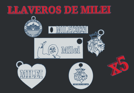 milei key rings 6 different ones 3d print model - Mito3D