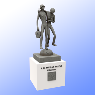 military commemorative statue - granada spain statue honor duty medicine easy military grenade andalusia spain decoration brotherhood weapons hug war  3d print model - Mito3D