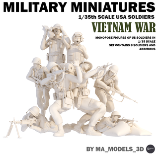 military miniatures usa vietnam war soldiers 1 35 3d print model - Mito3D