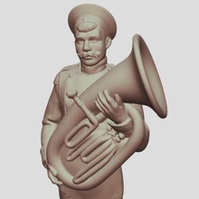 military musician tubist art architecture layout sculpture figurine life guards pavlovsky regiment soldier trumpeter drummer french horn player tuba pn 3d print model - Mito3D