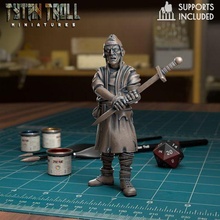 militia sword - pre-supported game dnd minature minis mini dungeons dragons 32mm tytantroll miniatures tytantroll patreon militia sword militia sword stance 3d print model - Mito3D