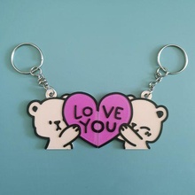 milk & mocha bear couple keyrings option 1 key ring rings chain love bears teddy kawaii heart and 3d print model - Mito3D