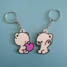 milk & mocha bear couple keyrings option 2 key ring rings chain love bears teddy kawaii heart and 3d print model - Mito3D
