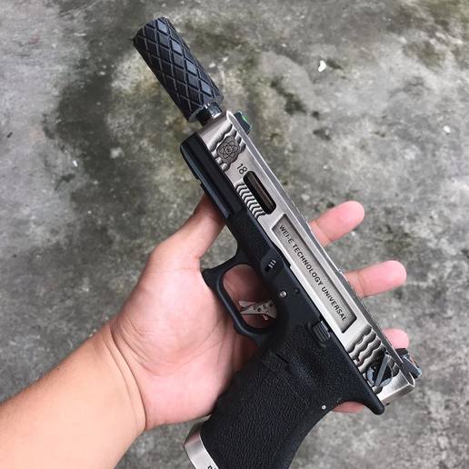 miller 3 airsoft suppressor glock 18c toy pistol we wetech g18c silencer 3D print model - Mito3D