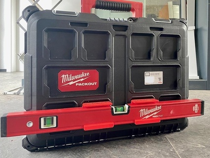 Milwaukee paketleme binmek seviye kırmızı çubuk Kulp destek adaptör Halterung makerspace araçlar su terazisi araç sahipleri kutuları Kutu konteynerler organizasyon depolama 3d print model - Mito3D