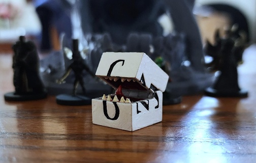 mimic d6 die Game d&d pathfinder dice monster quests of yore gloomhaven dungeons dragons chest treasure cube 3d print model - Mito3D