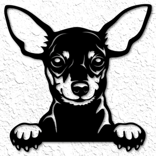 min pin parete arte miniatura pincher arredamento 2d dobie cucciolo cane testa fallimento silhouette sospeso ornamento Basso poli 3d stampato minpin gratuito casa doberman 3d print model - Mito3D