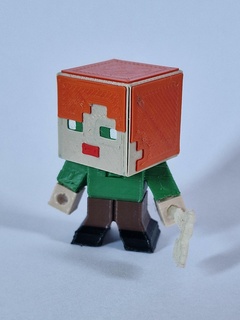 Minecraft Alex tam renk karakter blok katlanabilir oyuncak video oyun 3d print model - Mito3D