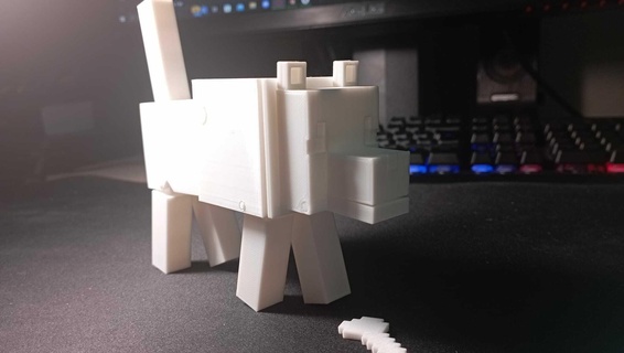 minecraft articulated dog wolf toy Art cube block cut articulate animal assembly print video game mob 3d print model - Mito3D