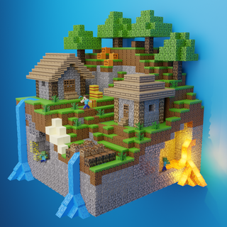 Minecraft bioma mundo construção blocos cubos montável Steve jogos jogador casa abóbora vegetal jardim arvores poli Toque portal 3d print model - Mito3D