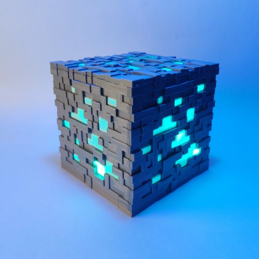 Minecraft blok Lamba oyunlar video oyunu oyun Sanat ışık dekorasyon deko zanaat Geek cevher 3D print model - Mito3D