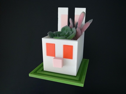 Minecraft lapin planteur pixel cadeau décor Pâques animal 3d print model - Mito3D