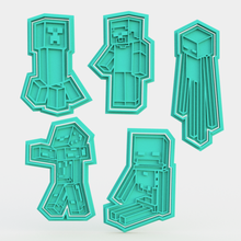 minecraft cortador de galletas, las 5 casa el esqueleto zombie ender steve conjunto sello cookie cookies cocine cithen los cortadores juego 3d print model - Mito3D